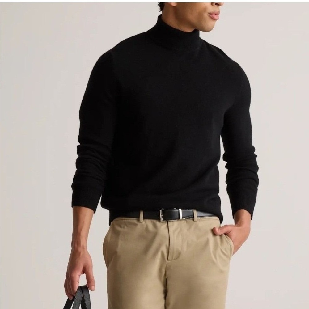 Quince Mens S NWT Cashmere Turtleneck Sweater Black Old Money Quiet Lux Fitted